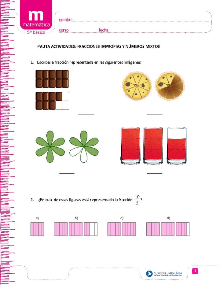Fracciones impropias y números mixtos - Curriculum Nacional ...