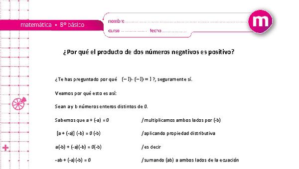 ¿Por qué el producto de dos números negativos es positivo?