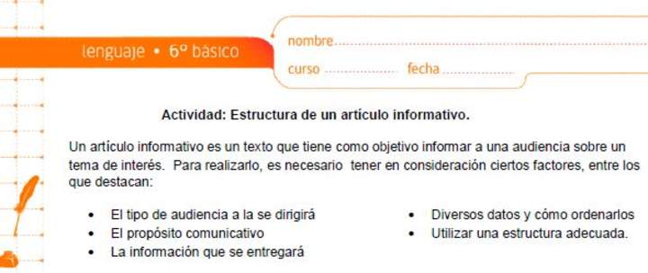 Estructura de un artículo informativo