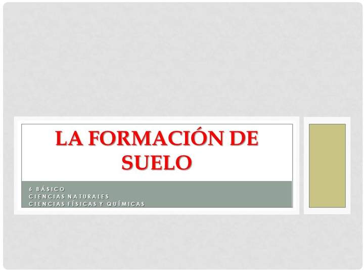 La formación de los suelos