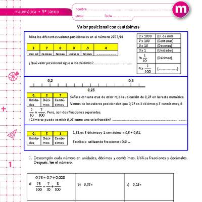 Valor posicional con centésimos