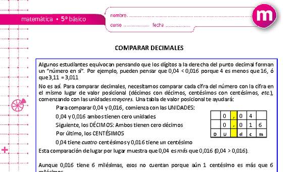 Comparación de números decimales (II)