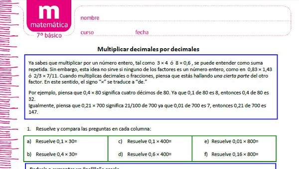 Multiplicar decimales por decimales