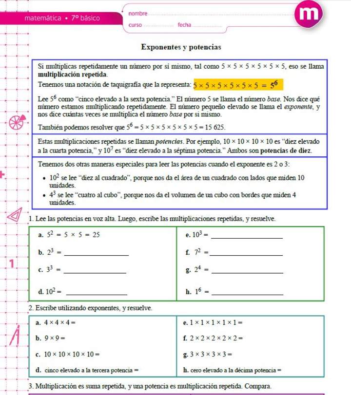 Exponentes y potencias