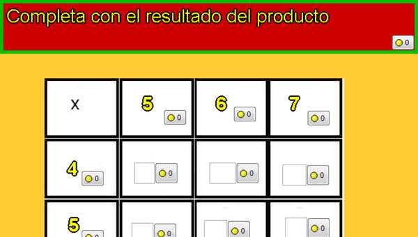 Tablas de multiplicar de 4, 5, 6 y 7