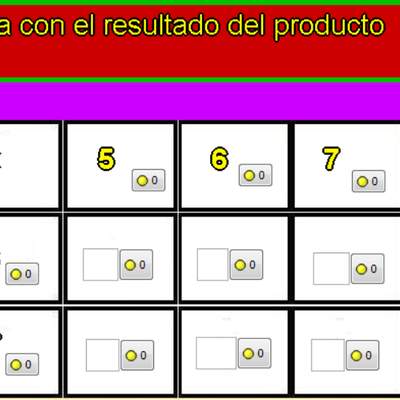 Tablas de multiplicar de 5, 6 y 7