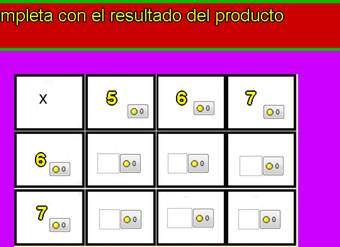 Tablas de multiplicar de 5, 6 y 7