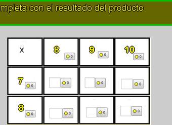 Tablas de multiplicar de 7, 8, 9 y 10