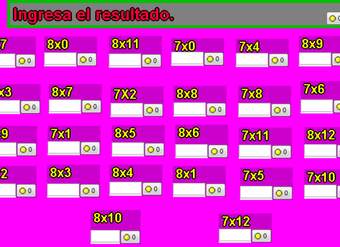 Tablas de multiplicar del 7 y 8