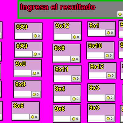 Tablas de multiplicar del 8 y 9