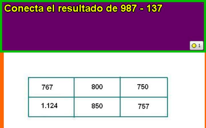 Cálculo mental sustracción de dos números