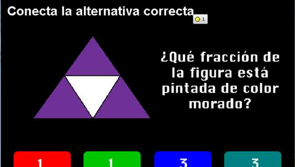 ¿Qué fracción de la figura está pintada morado?