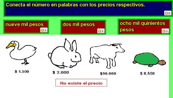 Conectar número en palabras con precio respectivo