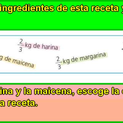 Ingredientes en una receta