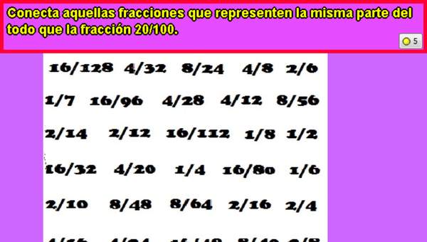 Fracciones iguales a 20/100