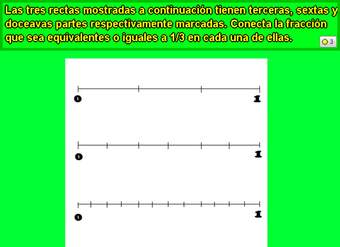 Fracciones equivalentes a 1/3 en la recta numérica