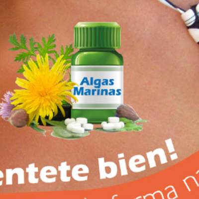 Afiche publicitario pastillas de Algas Marinas