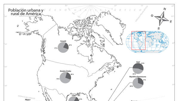 Mapa población urbana y rural de América Latina