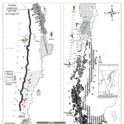 Mapa pueblos originarios en Chile siglo XV