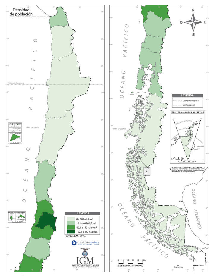 Chile densidad población