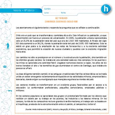 Cambios sociales siglo XIX