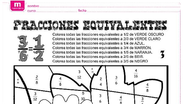 Fracciones equivalentes o iguales (III)