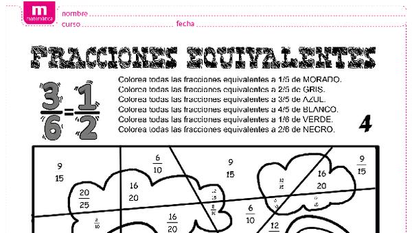 Fracciones equivalentes o iguales (III)