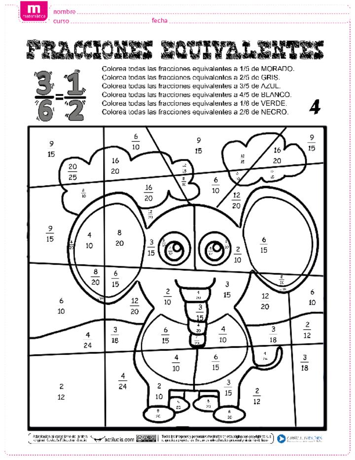 Fracciones equivalentes o iguales (III)