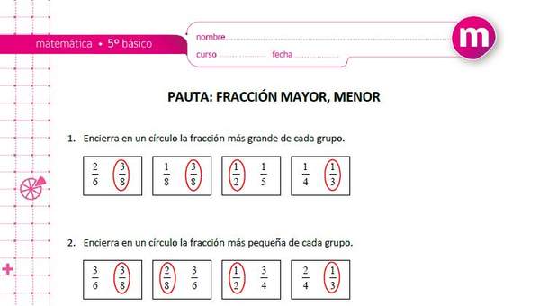 Comparar fracciones (II)