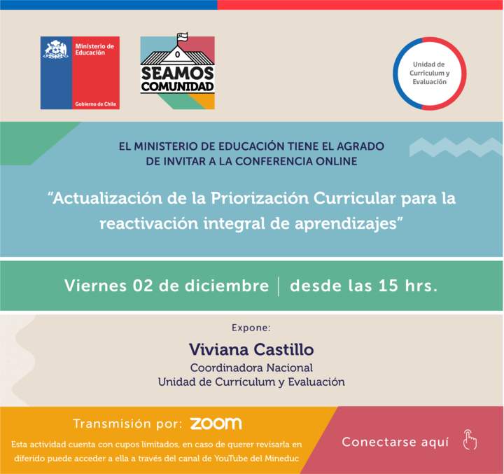 Conferencia "Actualización de la Priorización Curricular para la reactivación integral de aprendizajes"