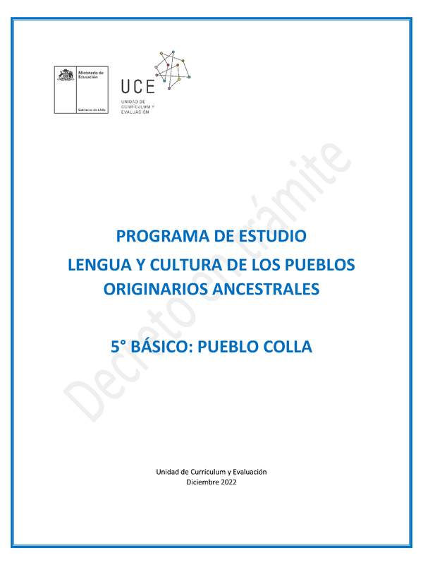 Programa de Estudio COLLA 5° básico