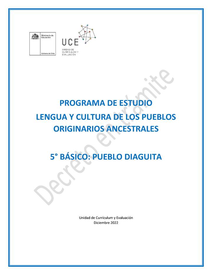 Programa de Estudio DIAGUITA 5° básico