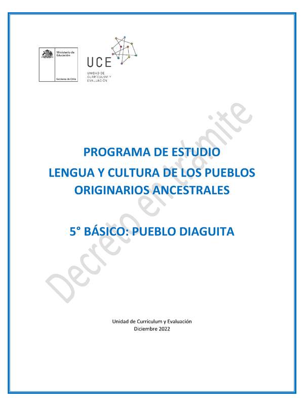 Programa de Estudio DIAGUITA 5° básico