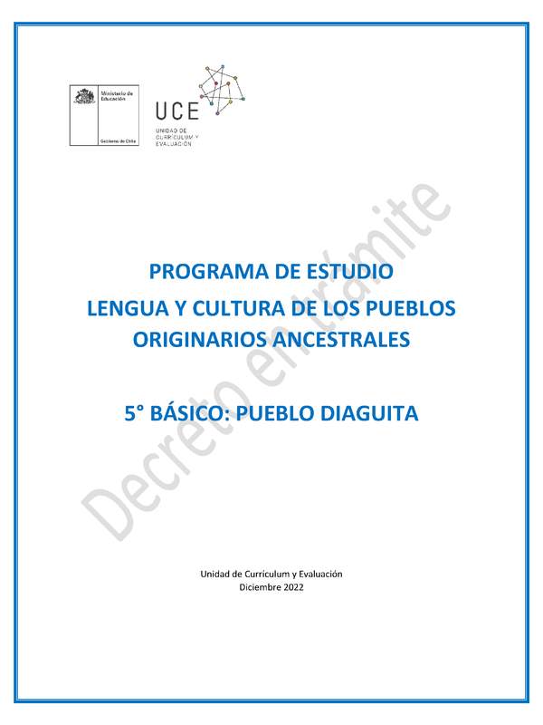 Programa de Estudio DIAGUITA 5° básico