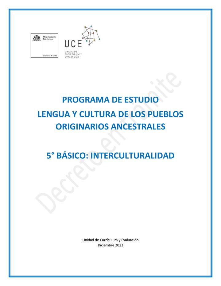 Programa de Estudio INTERCULTURALIDAD 5° básico