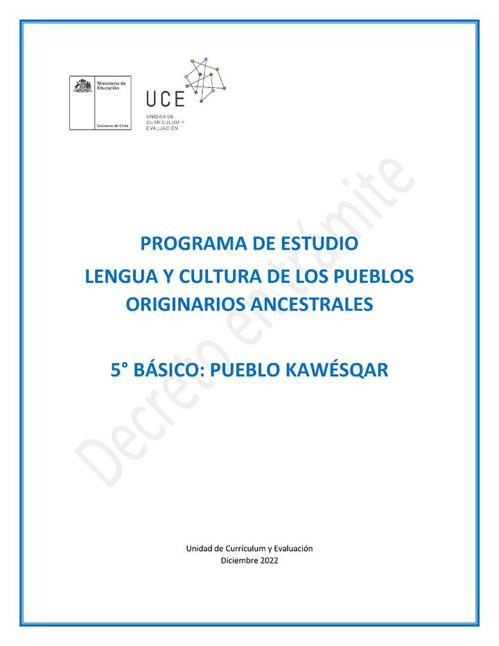 Programa de Estudio KAWESQAR 5° básico