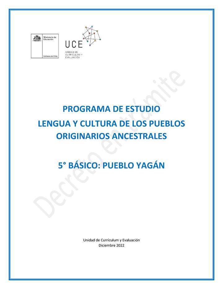 Programa de Estudio YAGAN 5° básico