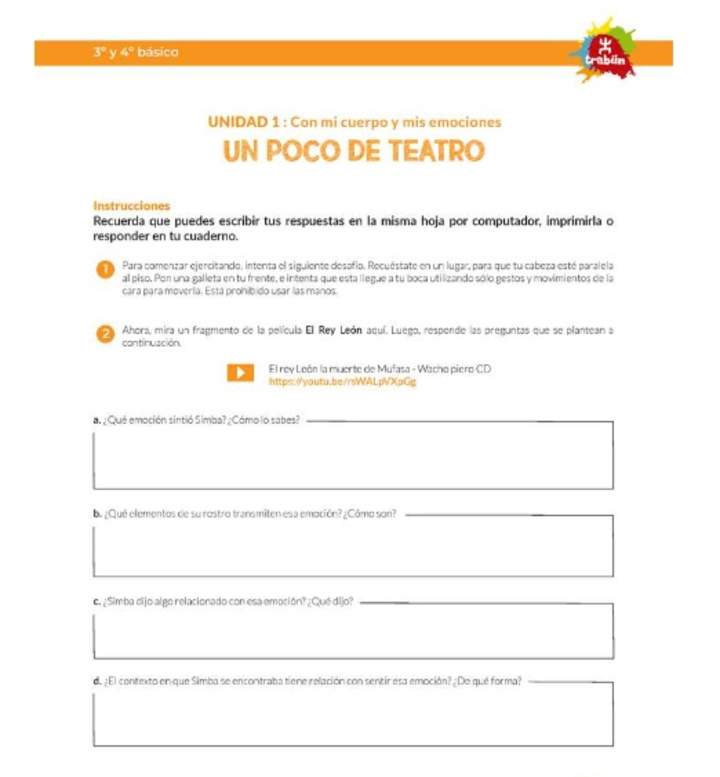 Actividad "Un poco de teatro" (3° y 4° básico)