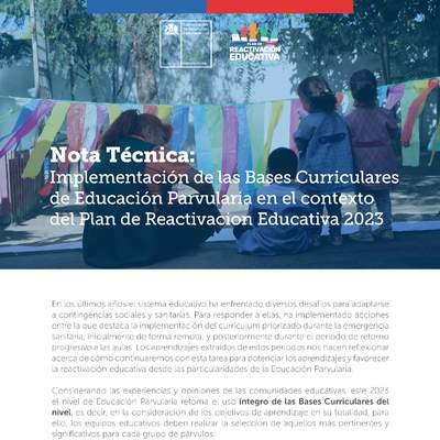 Nota Técnica: Implementación de las Bases Curriculares de Educación Parvularia en el contexto del Plan de Reactivacion Educativa 2023