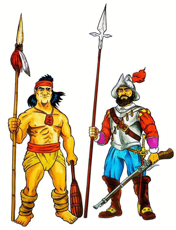 Soldado español y guerrero mapuche