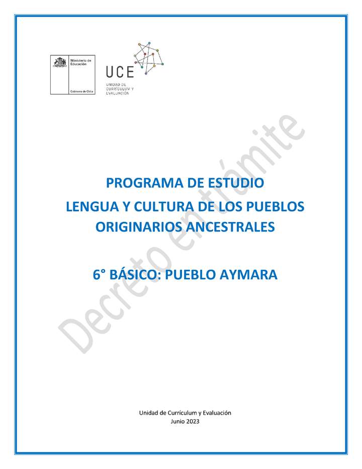 Programa de Estudio AYMARA 6° básico