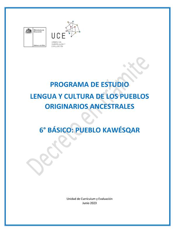 Programa de Estudio KAWESQAR 6° básico