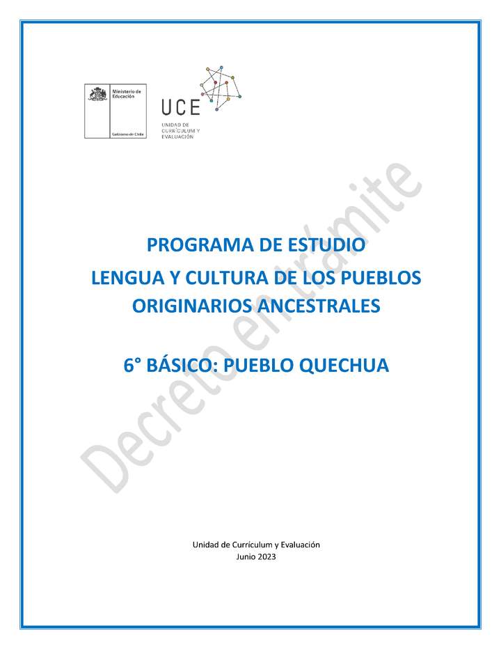 Programa de Estudio QUECHUA 6° básico