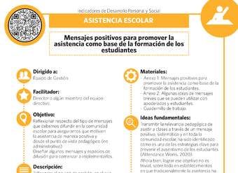 Ficha IDPS: Mensajes positivos para promover la asistencia como base de la formación de los estudiantes.