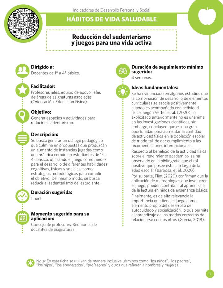 Reducción del sedentarismo y juegos para una vida activa.