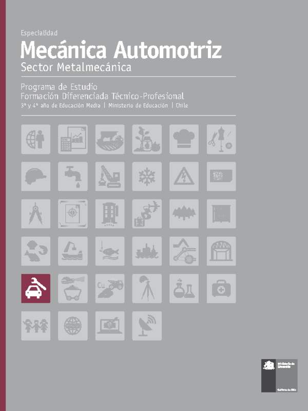 Programa de Estudio Especialidad Mecánica Automotriz