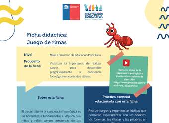 Ficha didáctica para trabajar juego de rimas en Nivel Transición