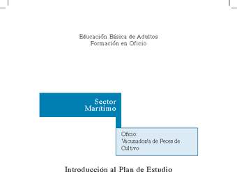 Educación Jóvenes y Adultos - EB - Formación en oficios - Nivel 2 y/o 3 - Vacunador de peces de cultivo