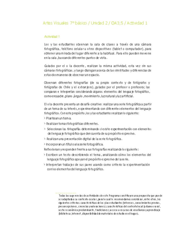 Artes Visuales 7° básico-Unidad 2-OA3;5-Actividad 1
