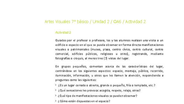 Artes Visuales 7° básico-Unidad 2-OA6-Actividad 2